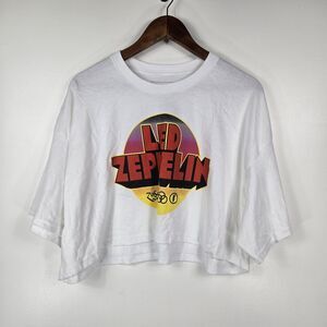 Led Zeppelin Women's Size XXL White Short Sleeve Crop T Shirt
